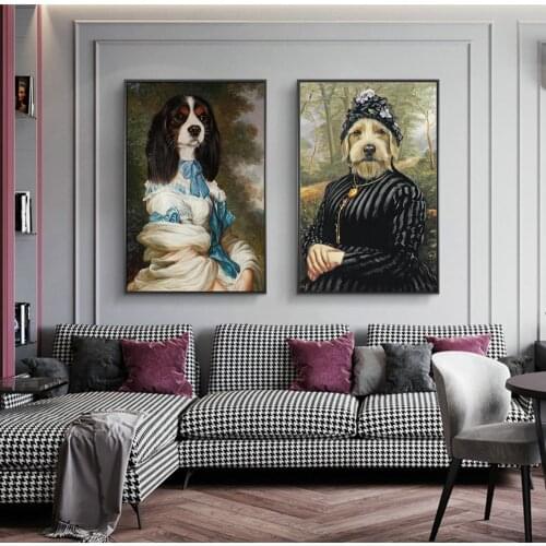 Dog Lady Abstract Oil Paintings Print on Canvas Art Posters And Prints Animals Wall Art Canvas Pictures For Living Room Cuadros