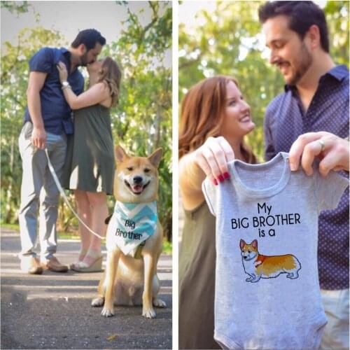 Dog Baby Clothes Dog Baby Announcement Shiba Inu Baby Rompers Baby Boy or Girl jumpsuit Pregnancy Announcement New Baby outfit