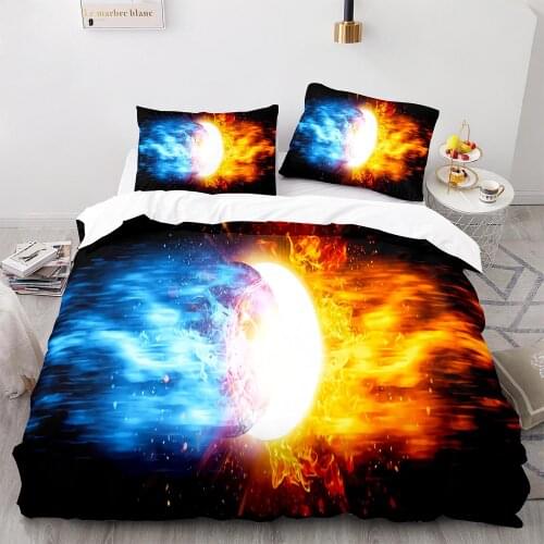 Colorful Flame Bedding Set Single Twin Full Queen King Size Ice And Fire Blaze Bed Set Children Kid Bedroom Duvetcover Sets 016