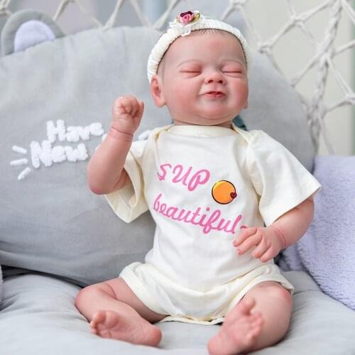 NPK 18inch Reborn Baby Doll Newborn Doll Hand-drawing Hair Lifelike Girl Lifelike Real Soft Touch Sleeping Baby