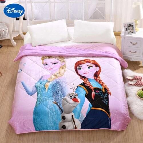 Disney Cartoon Frozen Elsa and Anna Printed Summer Quilts Comforter for Girls Beds Single Twin Full Queen Size Soft Pink Color