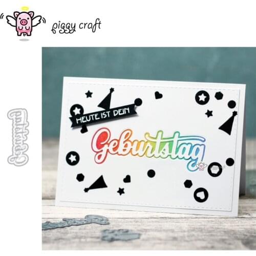 Piggy Craft metal cutting dies cut die mold German birthday letters Scrapbook paper craft knife mould blade punch stencils dies