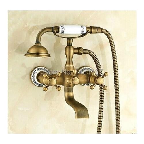 Fashion Europe style brass material Classic bronze plating Wall Mounted Bathtub Faucet set bathroom mixer tap