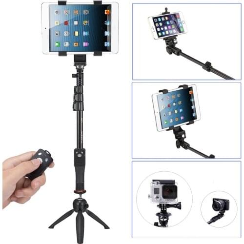YUNTENG 1288 Tripod+Bluetooth Remote Shutter Stick Self Monopod+Tabletop Stand Holder For Galaxy S 9 Note 8 For Pad MINI Tab 2/3