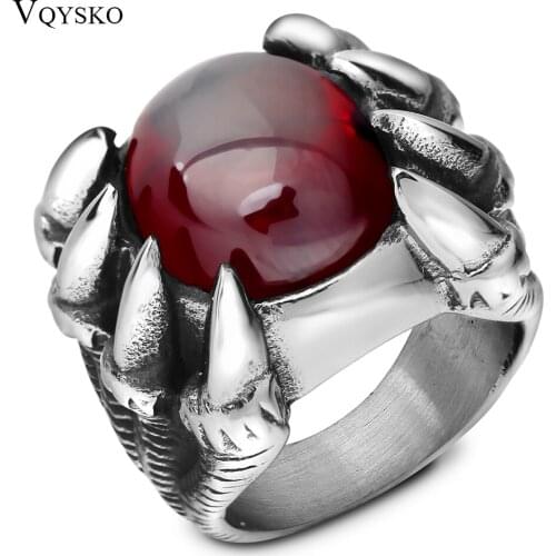 Mens Luxury Jewelry Gift Christmas Holloween Ring With Exquisite Inlaid Red Gem 316L Titanium Steel Fashion Man Rings Wholesale