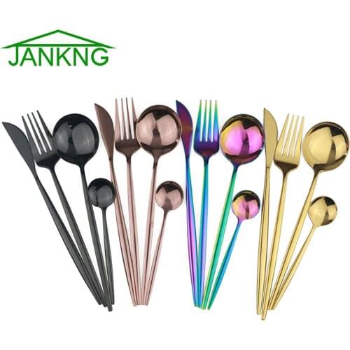 Rainbow Mirror Dinner Set Knife Fork Spoon Flatware 304 Stainless Steel Dinnerware Western Cutlery Kitchen Tableware Accessories