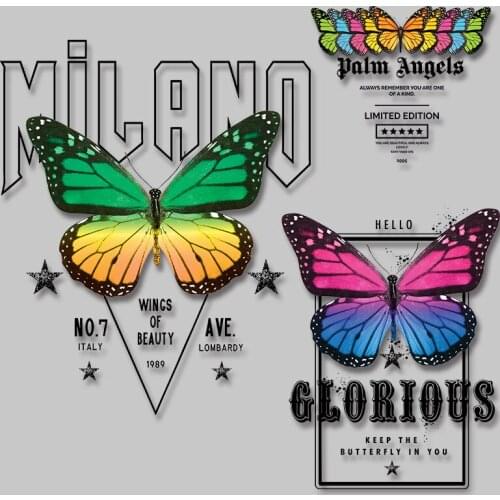 Butterfly Stickers Chest badges Ironing stickers Heat Transfer printing Vinyl Sticker For Clothes Applique on Clothes