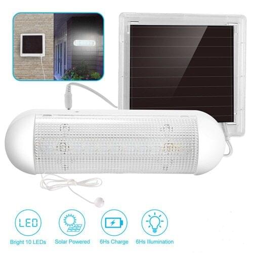 Wall Mounted Solar Lamps LED Lighting 10 LED Solar Powered Garden Shed Light Rechargeable Indoor Garage Lamp