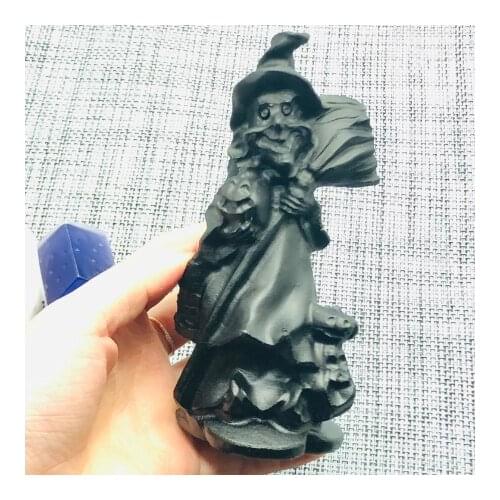 Natural Obsidian Witch Stone Crafts Decoration Home Decor Christmas Present