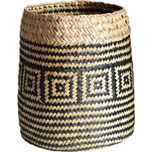 Nordic Handmade Straw Storage Basket Indoor Outdoor Flower Pot Plant Container Home Living Room Bedroom Decoration Methodical