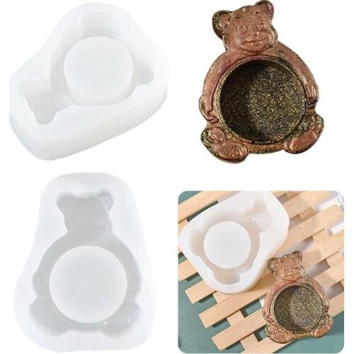 New Epoxy Resin Silicone Mold 3D Bear Candlestick Mould Tea Light Candle Holder Casting Molds DIY Craft Jewelry Making Tool