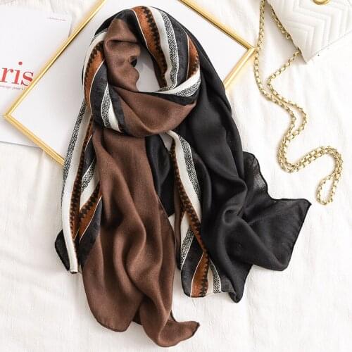 2020 New Plain Print Scarves Shawls Women Long Soft Cotton Geometry Scarf Wrap Hijab Muffler 3 Color Free Shipping