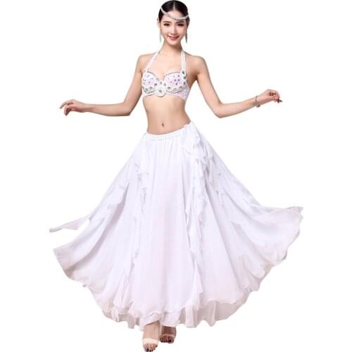2018 Performance Belly Dance Costume Bra & Belt & Skirt 34b/c 36b/c 38b/c Dance Outfits White Clothes