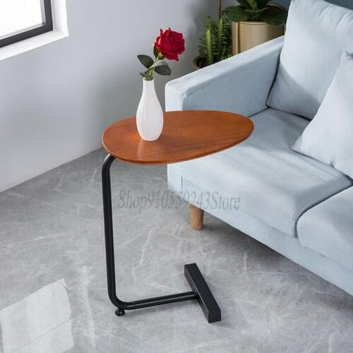 Simple Bedroom Bedside Table Oval Solid Wood Lazy Sofa Small Table Mini Sofa Corner Table Balcony Small Coffee Table