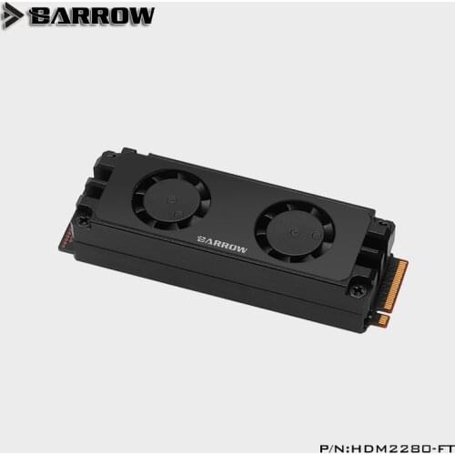 Barrow 2280 22110 PCIE SATA M.2 Radiator Dual Fan Hard Drive Heat Sink, Silver ,Black, HDM2280-FT computer components