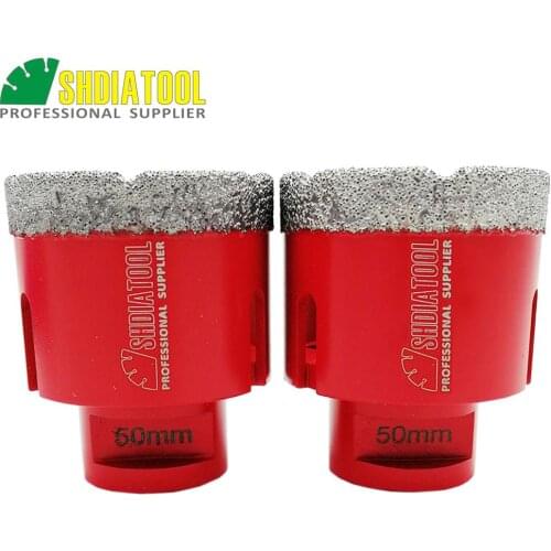 SHDIATOOL 2pcs M14 Dia 50mm Vacuum Brazed Diamond Drilling Core Bits Hole Saw Drilling Bits Diamond Drill Bit Crown Bell Saw