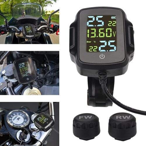 Tyre Temperature Alarm System For Phone Tablet USB Charger Motorcycle TPMS With 2 External Sensors With QC 3.0