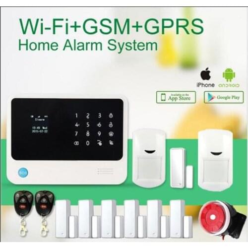 433MHZ wifi gsm alarm system LCD touch panel home security burglar alarm system IOS /Android APP control protect home safe