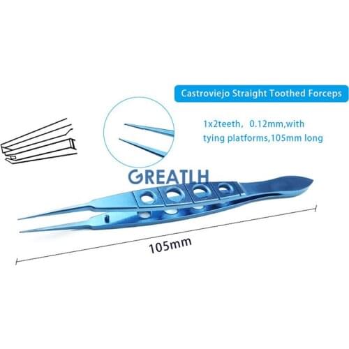 Titanium Forceps Veterinary Ophthalmic Tweezer Castroviejo Straight Toothed Forceps/Suturing Forceps Instrument Ophthalmic