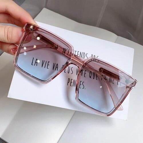 Vintage Oversized Square Sunglasses Women New Fashion Tea Blue Sun Glasses Female Gradient Elegant Shades Men Big Eyewear S399B