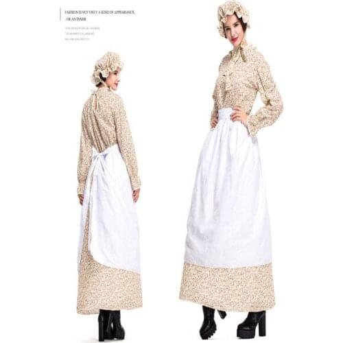 Adult Wolf grandmother costume Halloween cosplay wear fairy-tale theme dress farm clothes women housemaid costumes
