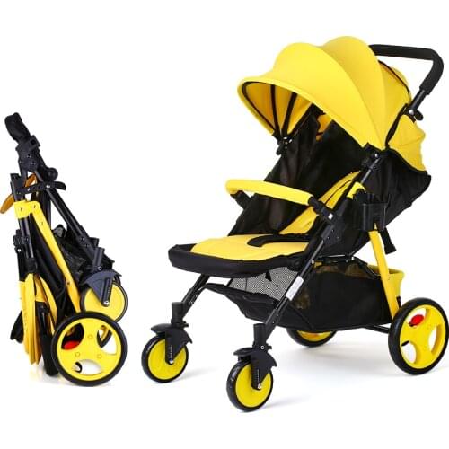 YouLiya Baby Stroller Quick Fold Detachable Armrest 5-Point Harness Canopy Adjustable Seat with Bottle Holder Mosquito Net