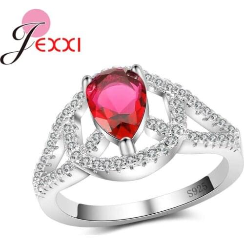 Vintage Hollowing Design Real 925 Sterling Silver Crystal Stones Rings For Women Girls Wedding Banquet Good Quality Anillo