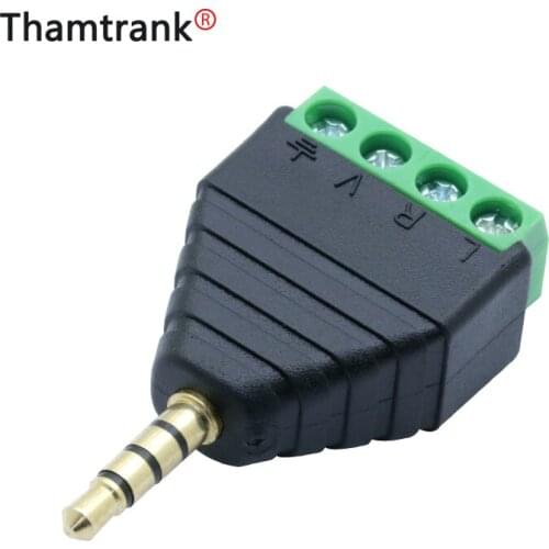 10pcs 3.5mm 4 Poles Stereo Male Plug to Video Screw AV Balun 4 Pin Terminal Block Connector 3.5 Plug to 4 Poles AV Balun Adapter