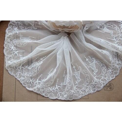 10Yards Embroidered Lace Trim Black White Mesh Beige Flowers Tulle Laces Ribbon Fabric for Sofa Curtain Accessories