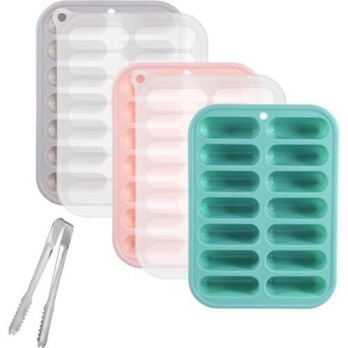 14 Grids Silicone Hot Dog Make Mould Burger DIY Sausage Making Mould Ice Supplement with lid and food tongs Baking Tools Kitchen