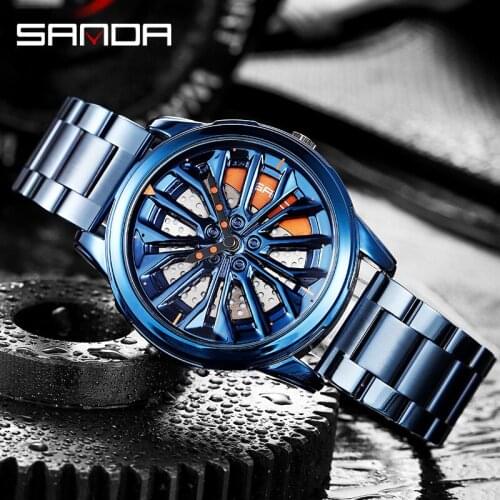 2020 Car Rim Hub Wheel Watch Rotation Custom Design Car Rim Sports Wheel Watch Waterproof Creative Male Watches Mens Wristwatch