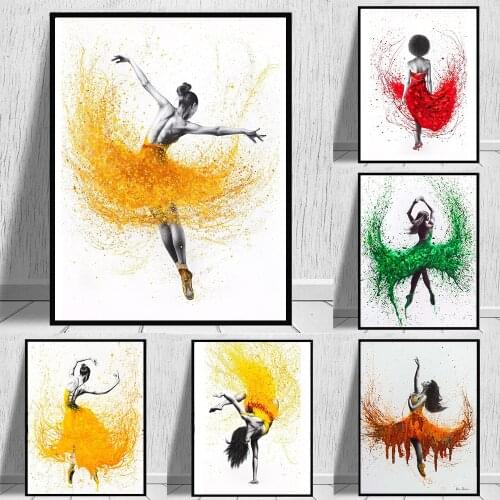 Ballerina Girl Abstract Graffiti Art Paintings on the Wall Art Posters and Prints Colorful Dancing Woman Canvas Art Pictures