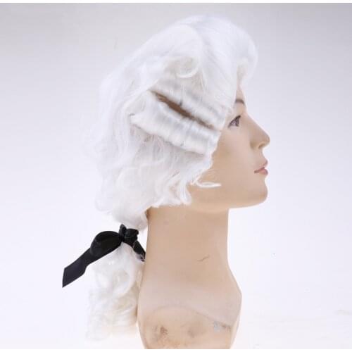 White Baroque Wig Hair Mens Colonial Wig Halloween Cosplay DIY Making Decor