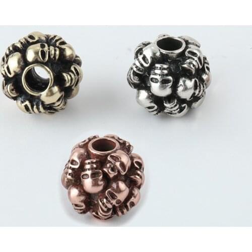 Gothic Beads for Jewelry Making Supplies Skull Beads for Bracelet Diy Gold Vintage Retro Copper Big Hole Accessories Wholesale