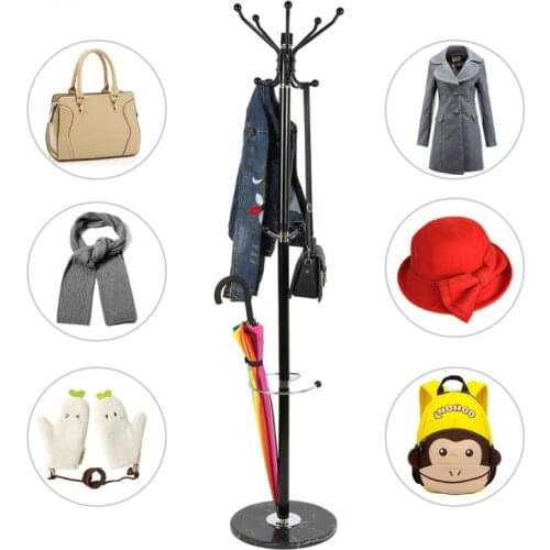 170cm Black Hooks Multi Function Coat Hat Metal Rack Organizer Hanger Bedroom Furniture Stand Hat Coat Clothes Racks Hanger