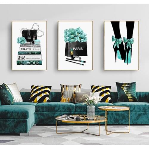 Flower Perfume Heels Poster Modern Fashion Paris Wall Art Canvas Painting Nordic Print Wall Pictures for Living Room Home Decor