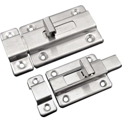 1Pc 2/2.5 Inch Long Silver Stainless Steel Door Latch Sliding Lock Bolt Latch Hasp Staple Gate Safety Lock