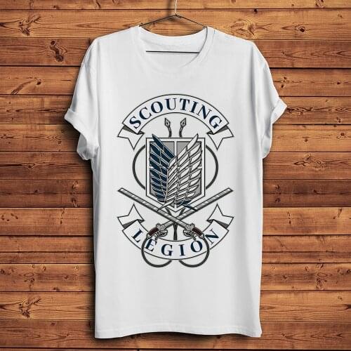 Attack on titan Scouting legion logo funny anime tshirt Men summer new White Casual short T Shirt Unisex otaku streetwear tee