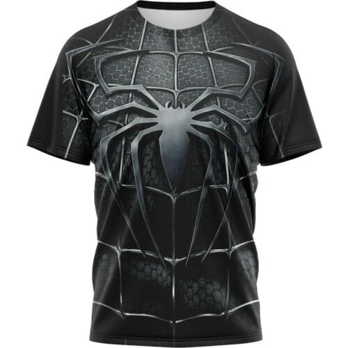 Marvels Spider-Man 3D Printed Pattern T-shirt Summer Mens and Womens Casual Short-sleeved Street Fashion Top