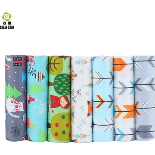 Shuanshuo 7pcs/lot New Cartoon Series Cotton Patchwork Fabric Fat Quarter Bundles Fabric For Sewing Doll Cloths 40*50cm