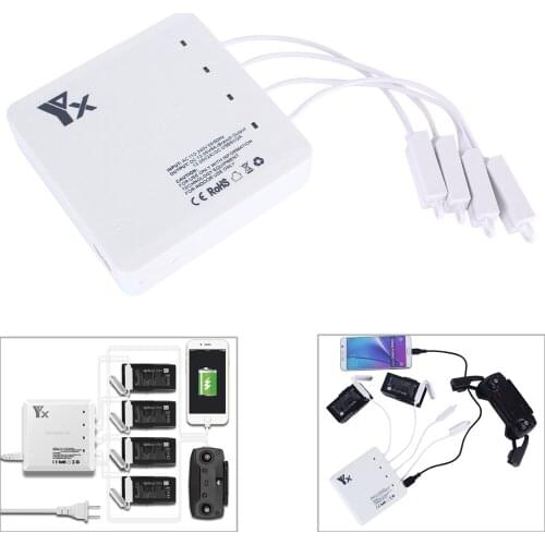 Intelligent Large Current Battery Remote Controller Charger Parallel Charging 4 Batteries 2 USB Ports For DJI Mavic Air Charger