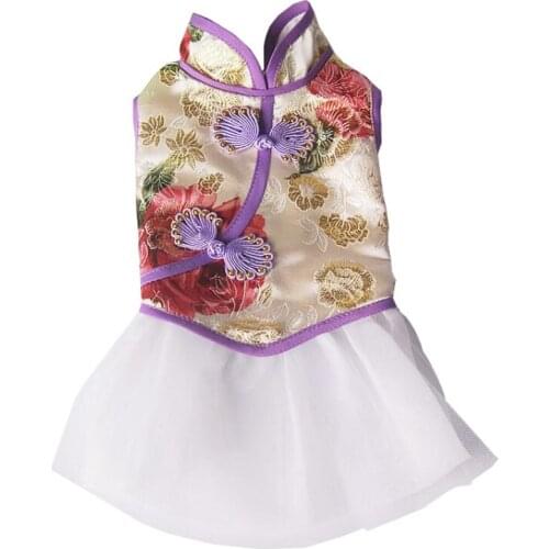 Chinese New Year Dog Clothes Costume Spring Summer Dog Dress Tang Suit Cheongsam Cat Chihuahua Yorkie Puppy Clothing Dropship