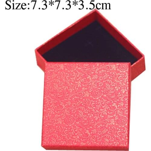 Box For Jewelry Wholesale Free Shipping 7.3*7.3*3.5cm 50pcs/lot Necklace Ring Earring Packaging Boxes Red Jewelry Paper Box