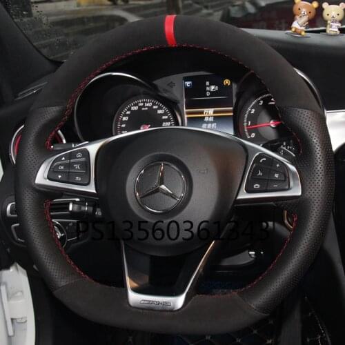 For Mercedes-Benz C-Class E-Class A-Class G-Class S-Class AMG GLE GLC GLS GLB GLA Hand-sewn leather steering wheel cover