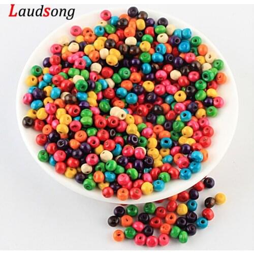 600pcs 3x4 5x6mm Mixed Color Round Wooden Beads Spacer Loose Beads For Jewelry Making DIY Bracelet Necklace Pacifier clip Wood
