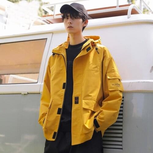 High Quality Jackets Men Autumn Winter Loose Korean Fashion Hip Hop Big Pockets Plus Size Hooded Harajuku Homme Jacket KK3087