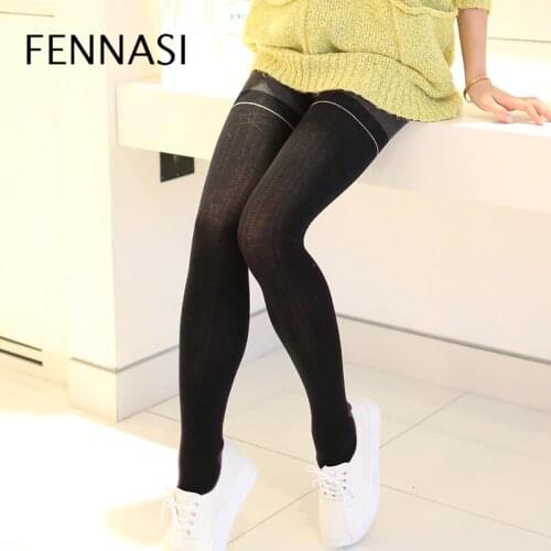 FENNASI Sexy Autumn Winter Women Leggings Thick Warm High Waist Leggings Female Stirrup Patchwork Pants Push Up Casual Trousers