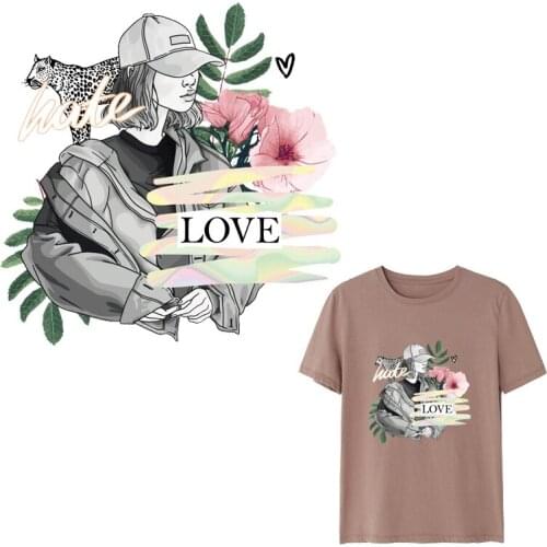 Fashion Animal Lady Girls Thermal Stickers Washable For DIY Iron On Sticker Set Heat Transfer Thermo Patches For Clothes