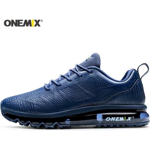 Onemix Men Running Shoes For Women Navy Microfiber Leather Max Gym Yoga Athletic Sneakers Sport Outdoor Jogging Walking Trainers