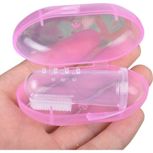 1 Pcs Soft Baby Finger Toothbrush And Box Silicone Baby Brush Teeth Cleaning Care Hygiene Brush Infant Tooth Brush For Newborn